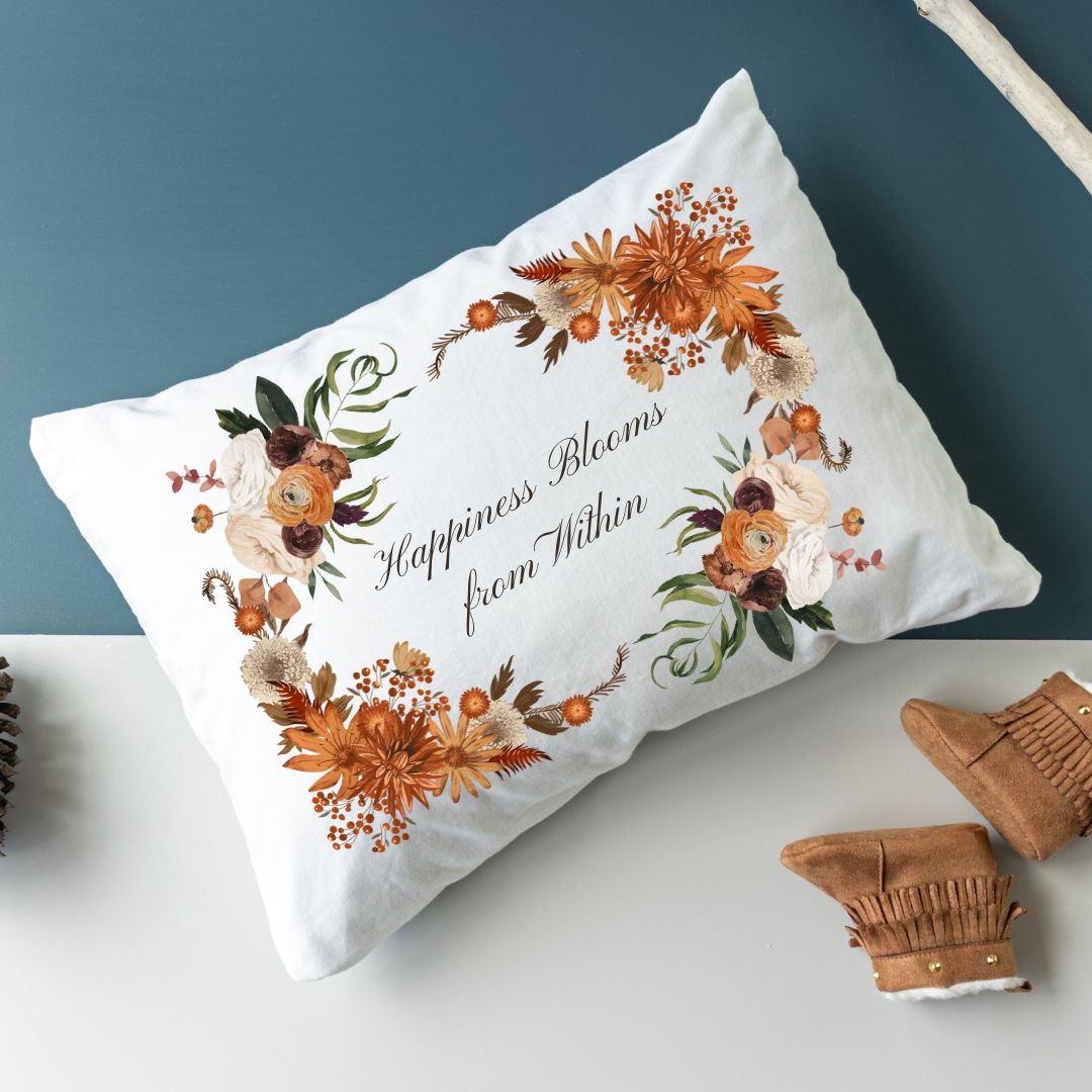 White Floral Vintage Pillow Mockup Instagram Post